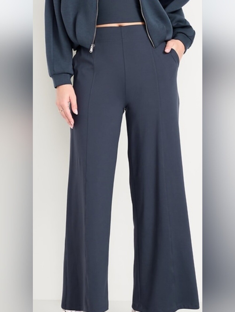 OLD NAVY High-Rise PowerSoft Wide-Leg Trousers - Navy